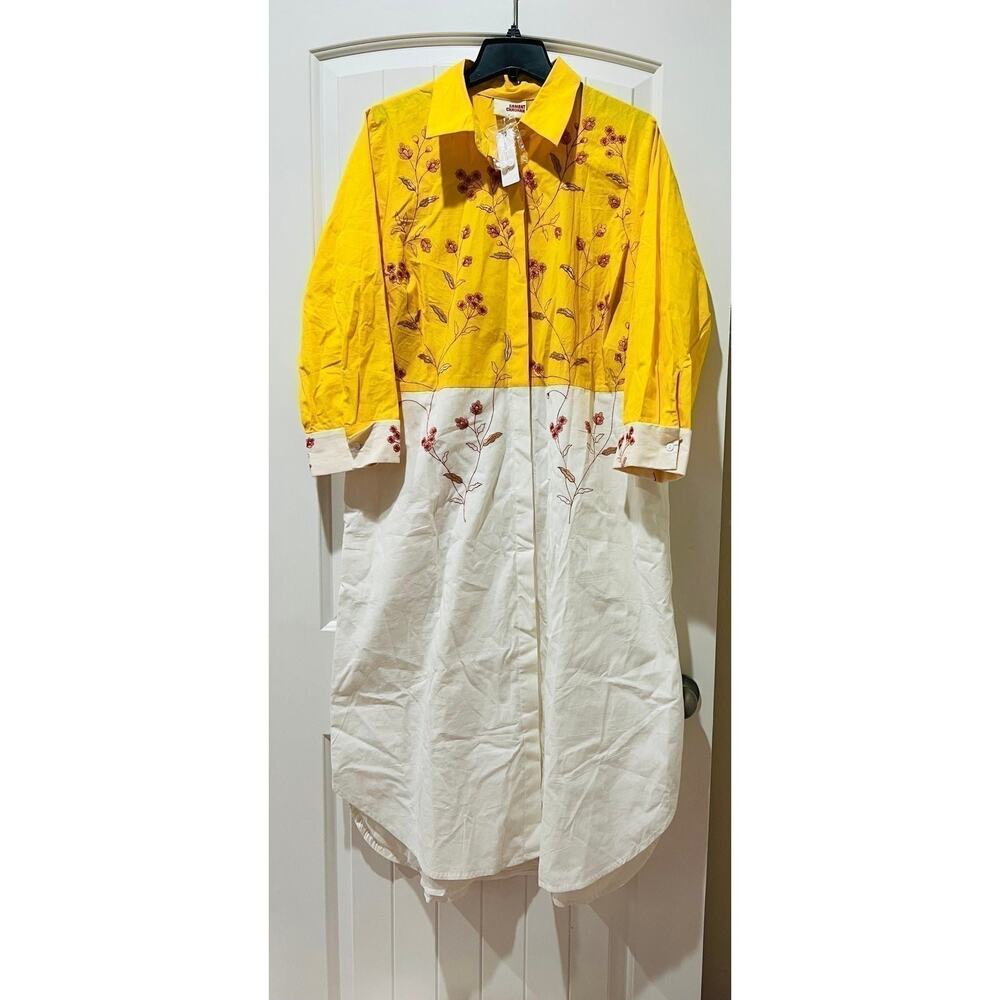 NWT❤️Samant Chauhan Embroidered Colorblock Shirt Dress szL - Picture 2 of 9